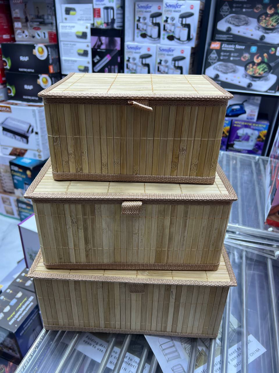 boites de rangement en bambou