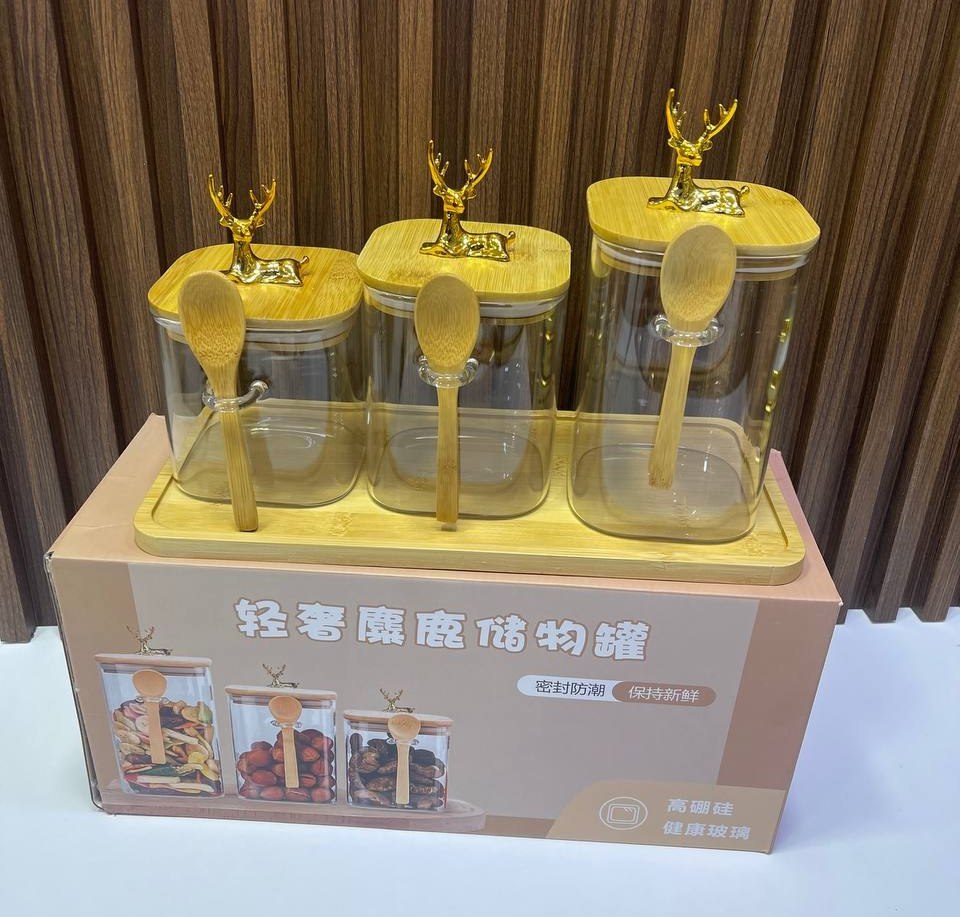 3 bocaux de rangement de luxe en verre