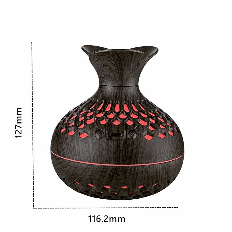Vase en bois coloré de 300ml, humidificateur d'air à brume fraîche