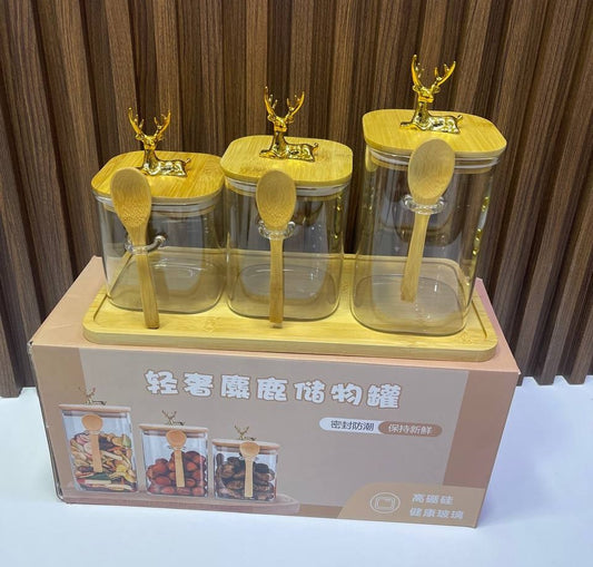 3 bocaux de rangement de luxe en verre