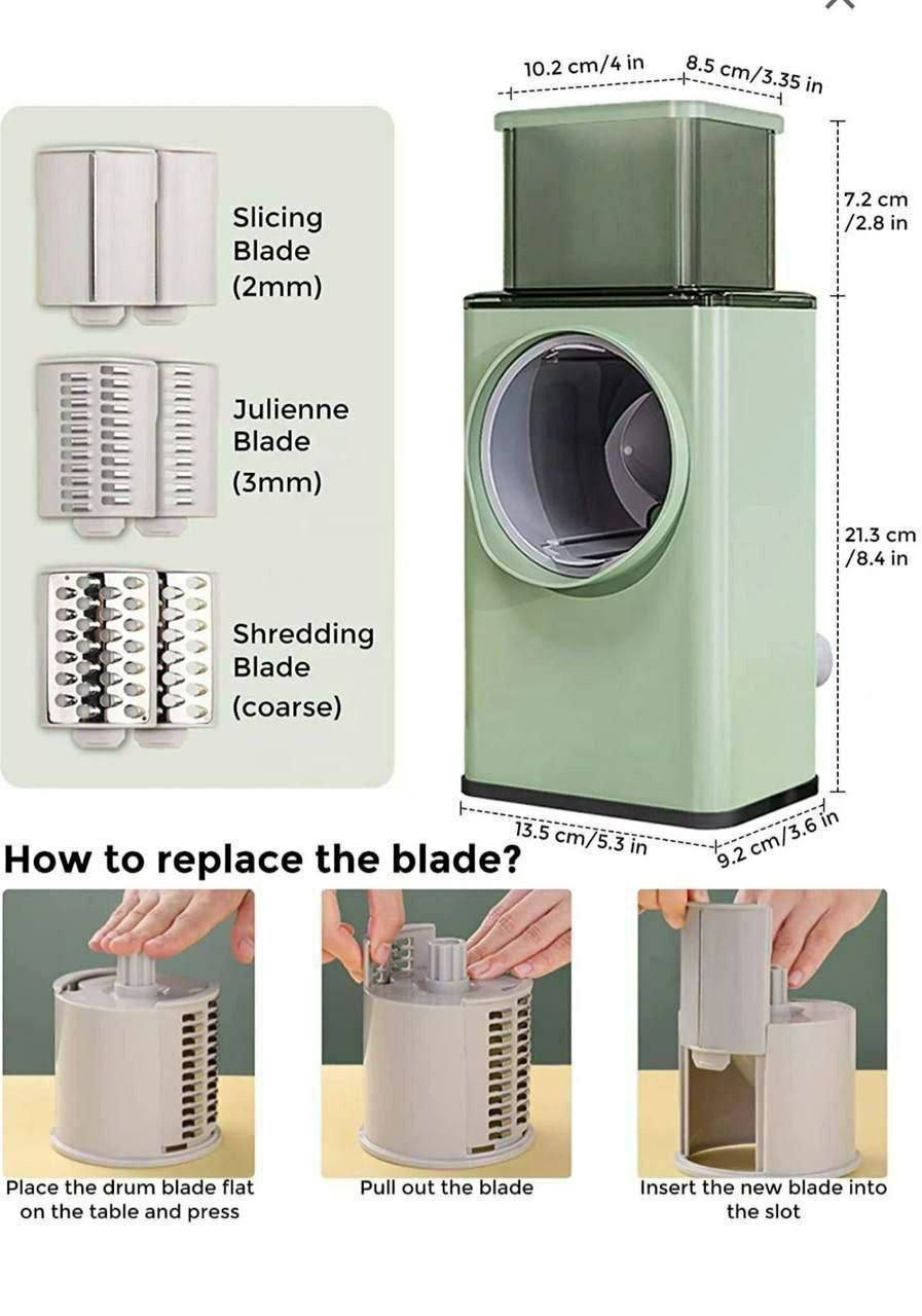 Trancheuse manuelle, Coupe-légumes et hachoir trancheuse avec 3 lames en acier inoxydable