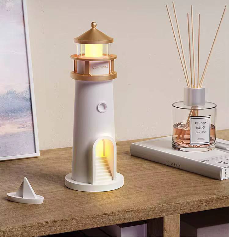 Phare de nuit à projection de lune, lumières ambiantes à intensité variable, Bluetooth, musique, capteur de mouvement, décoration de bureau, cadeau lumineux