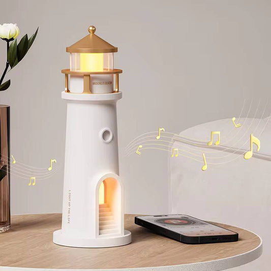 Phare de nuit à projection de lune, lumières ambiantes à intensité variable, Bluetooth, musique, capteur de mouvement, décoration de bureau, cadeau lumineux
