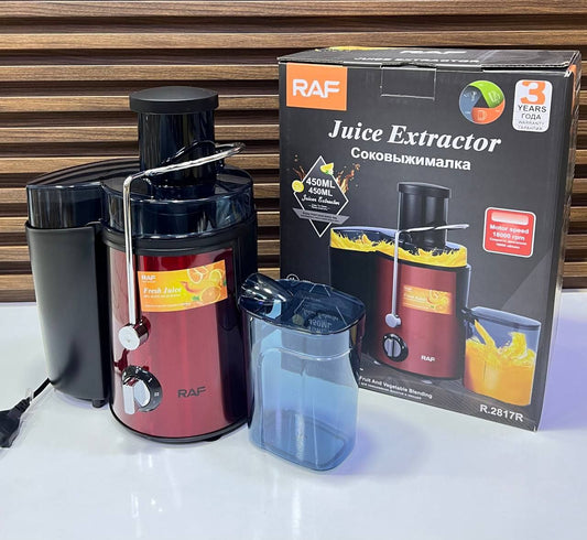 "RAF – Centrifugeuse inox, design élégant et puissance optimale pour des jus frais et vitaminés au quotidien."