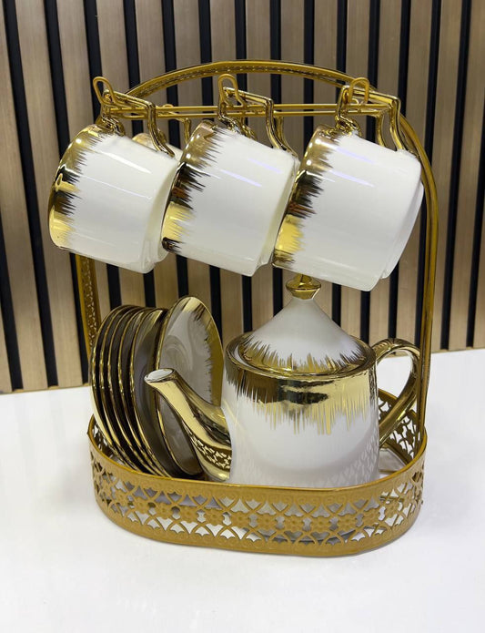 Service à thé et café en porcelaine avec détails dorés 💛 Élégance et raffinement pour vos réceptions