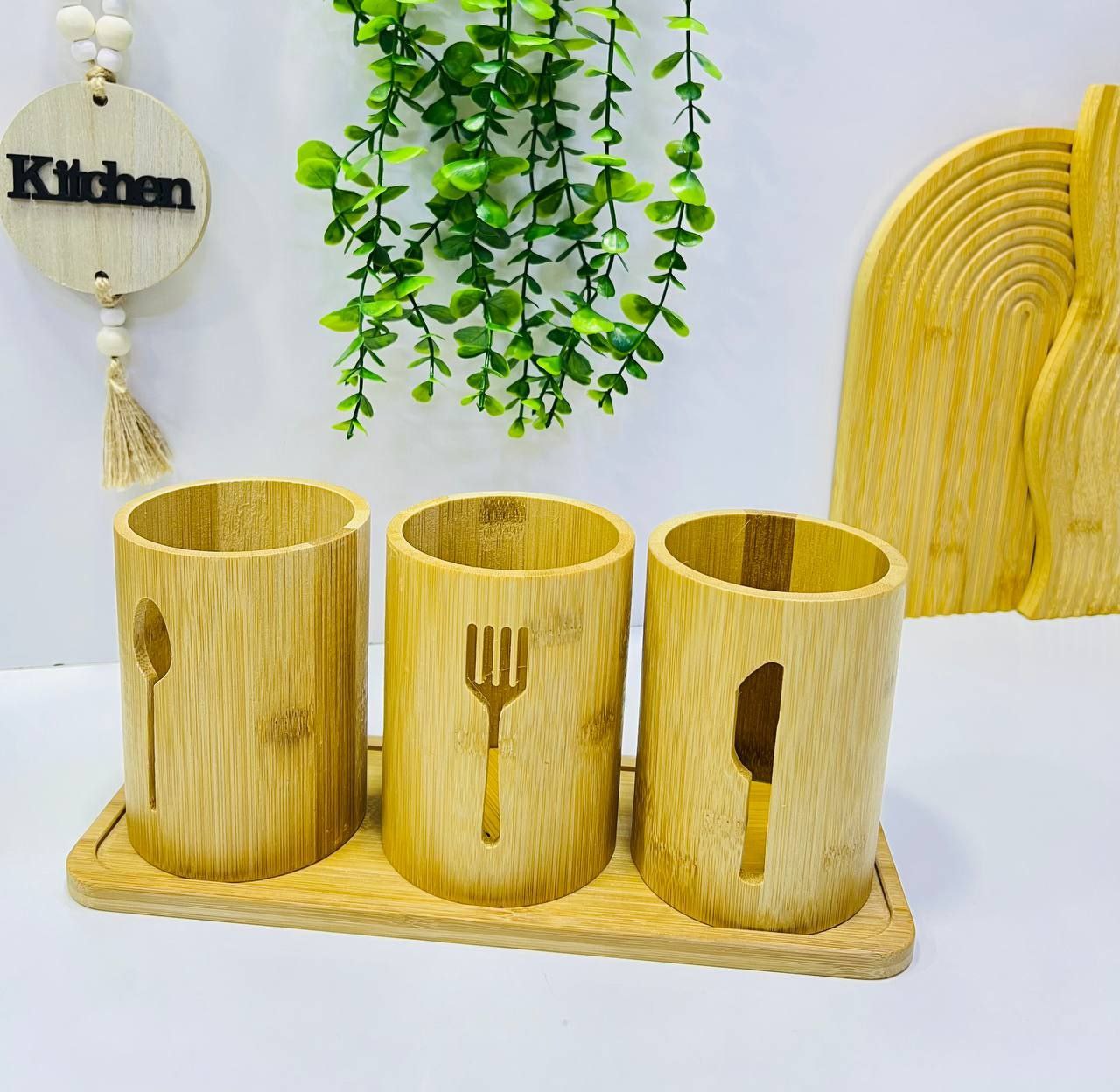 Organisateur de cuisine en bambou naturel 🌿