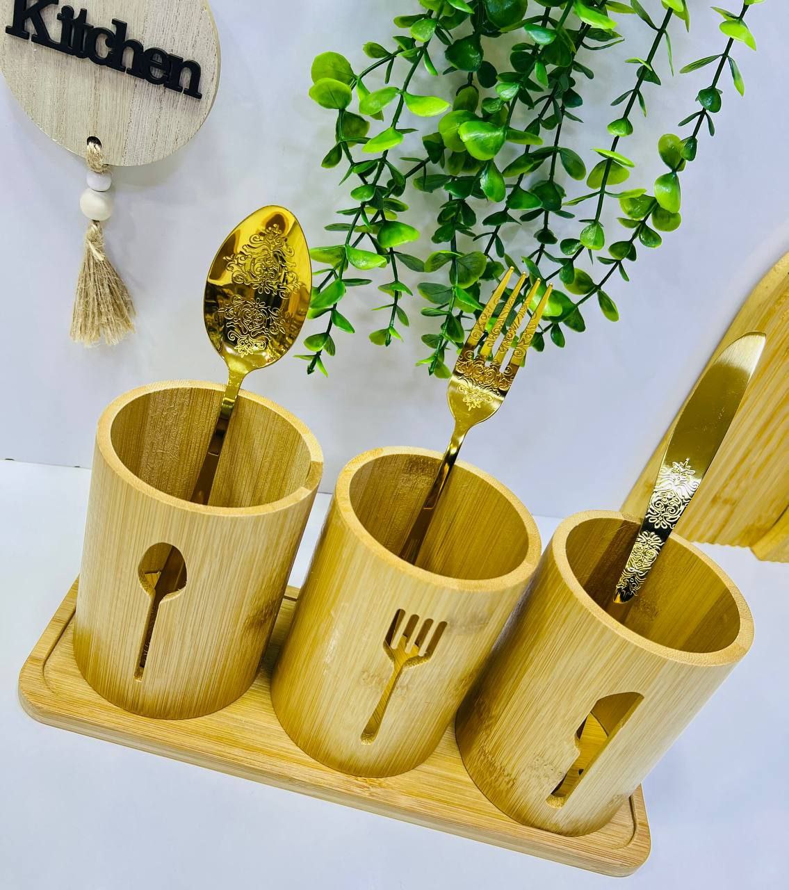 Organisateur de cuisine en bambou naturel 🌿